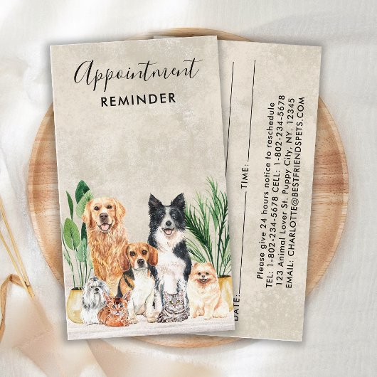 Pet Sitting Dog Walker Dog Groomer Boho Waterverf Afsprakenkaartje