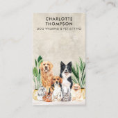 Pet Sitting Dog Walker Dog Groomer Boho Waterverf Visitekaartje (Voorkant)