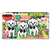 Pet Sitting & Dog Walker Kleurrijke Bloemenpark Ch Magnetisch Visitekaartje (Voorkant)