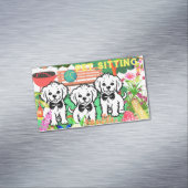 Pet Sitting & Dog Walker Kleurrijke Bloemenpark Ch Magnetisch Visitekaartje (Voorbeeld)