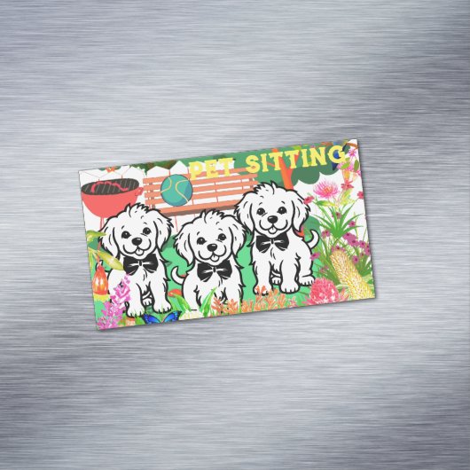 Pet Sitting & Dog Walker Kleurrijke Bloemenpark Ch Magnetisch Visitekaartje (Voorbeeld)