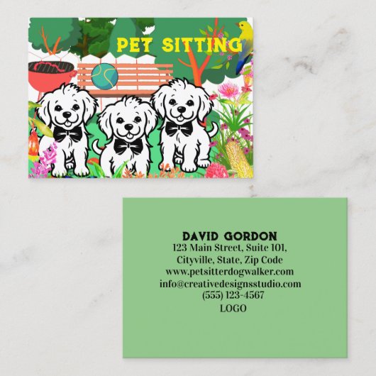 Pet Sitting & Dog Walker Kleurrijke Bloemenpark Ch Visitekaartje (Voorkant / Achterkant)