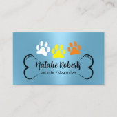 Pet Sitting Dog Walker Schattige Kleur Paws Modern Visitekaartje (Voorkant)