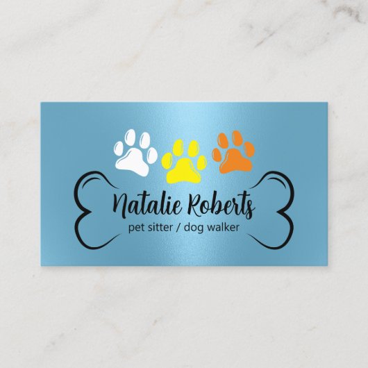 Pet Sitting Dog Walker Schattige Kleur Paws Modern Visitekaartje (Voorkant)