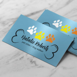 Pet Sitting Dog Walker Schattige Kleur Paws Modern Visitekaartje