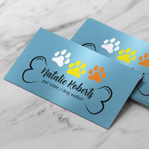 Pet Sitting Dog Walker Schattige Kleur Paws Modern Visitekaartje