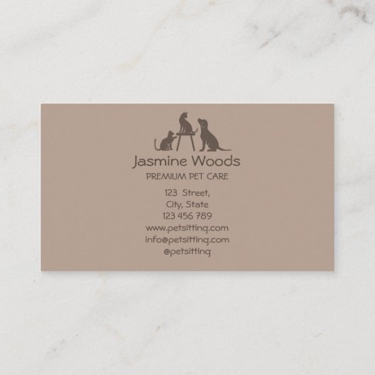 Pet Sitting Dog Walking Cat Veterinarian Business Visitekaartje (Achterkant)