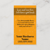 Pet Sitting, Doggie Day Care Custom Promo Card Visitekaartje (Achterkant)