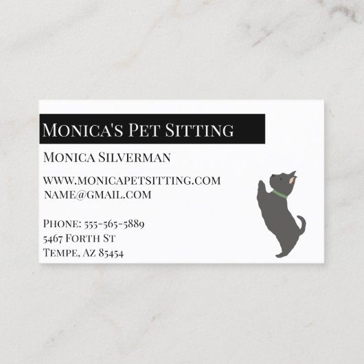 Pet Sitting Dogs Training Grooming Daycare Visitekaartje (Achterkant)