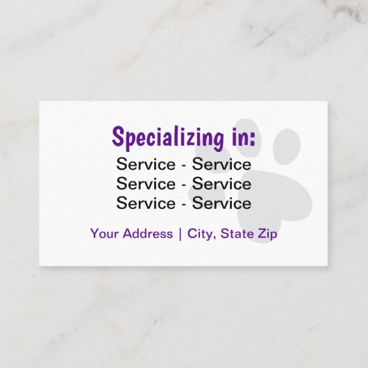 Pet Sitting Dubbelzijdig Visitekaartje (Achterkant)