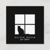Pet Sitting Groomer Service Modern Black and White Vierkante Visitekaartje (Voorkant)