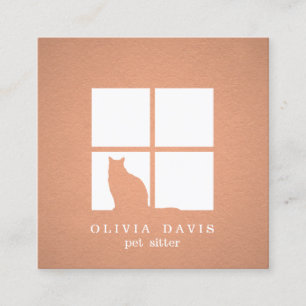 Pet Sitting Groomer Services Copper Metallic look Vierkante Visitekaartje