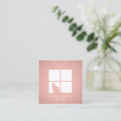 Pet Sitting Groomer Services roze Rose Gold Modern Vierkante Visitekaartje (Staand voorkant)