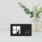 Pet Sitting | Groomer Services Uniek Modern Zwart Visitekaartje (Staand voorkant)