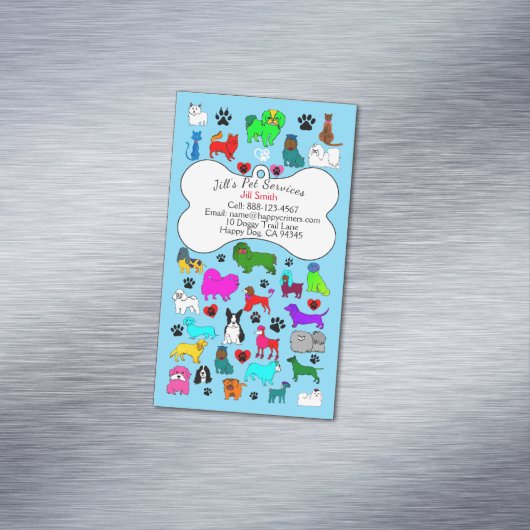 Pet Sitting, Grooming & Veterinary Services Magnet Magnetisch Visitekaartje (Voorbeeld)