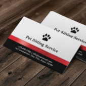 Pet Sitting Leuke Poot Print Rood Lint Visitekaartje