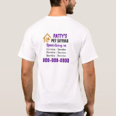 Pet Sitting Lichtkleuren T-shirt (Achterkant)