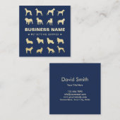 Pet Sitting Modern Gold Dogs Silhouettes Navy Blue Vierkante Visitekaartje (Voorkant / Achterkant)