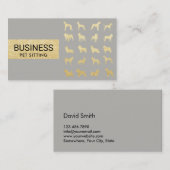 Pet Sitting Modern Gold Silver Dogs Silhouettes Visitekaartje (Voorkant / Achterkant)