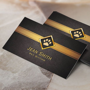 Pet Sitting Monogram Gold Pet Paw Pet Care Visitekaartje