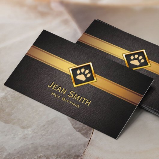 Pet Sitting Monogram Gold Pet Paw Pet Care Visitekaartje