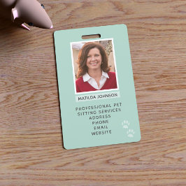 Pet Sitting Paw Print Photo Identification Badge