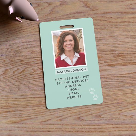 Pet Sitting Paw Print Photo Identification Badge