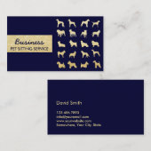 Pet Sitting Pet Care Navy & Gold Dogs Silhouettes Visitekaartje (Voorkant / Achterkant)