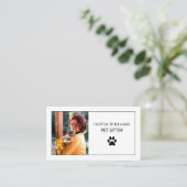 Pet Sitting Photo Minimal Paw Print Visitekaartje (Staand voorkant)