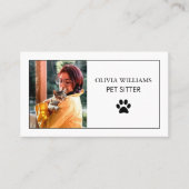 Pet Sitting Photo Minimal Paw Print Visitekaartje (Voorkant)