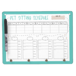 Pet Sitting Schedule Dry Erase Board Whiteboard Met Sleutelhanger