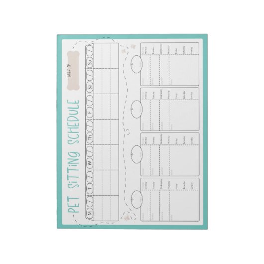 Pet Sitting Schedule Notitieblok (Linkerzijde)