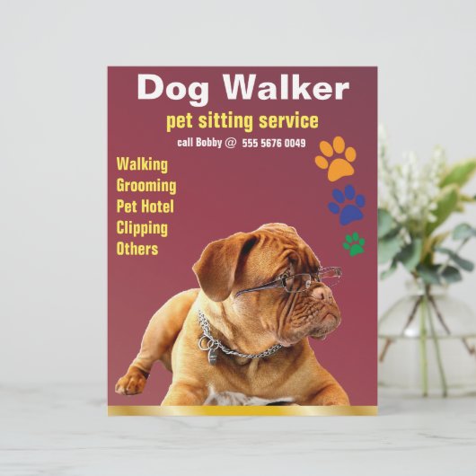 Pet Sitting Service Dog Walker Trustworthy Flyer (Staand voorkant)