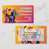Pet Sitting Service Dog Walking Pop Art Golden Lab Visitekaartje (Voorkant / Achterkant)