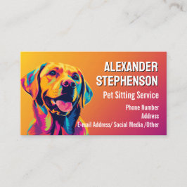 Pet Sitting Service Dog Walking Pop Art Golden Lab Visitekaartje