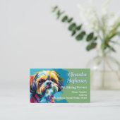 Pet Sitting Service Dog Walking Pop Art Shih Tzu Visitekaartje (Staand voorkant)