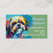 Pet Sitting Service Dog Walking Pop Art Shih Tzu Visitekaartje (Voorkant)