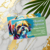 Pet Sitting Service Dog Walking Pop Art Shih Tzu Visitekaartje