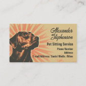 Pet Sitting Service Dog Walking Retro Black Lab Visitekaartje (Voorkant)