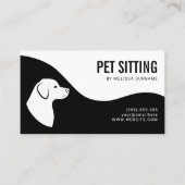 Pet Sitting Service Hond Silhouet Zwart-wit Visitekaartje (Voorkant)