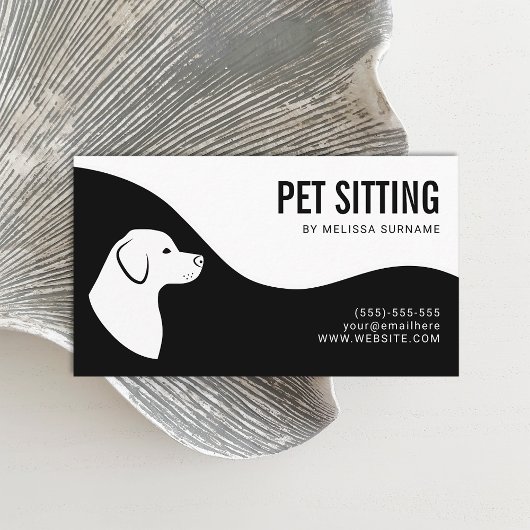 Pet Sitting Service Hond Silhouet Zwart-wit Visitekaartje