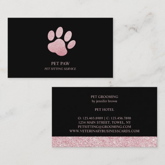 Pet Sitting Service Paw Groomer Veterinary Visitekaartje (Voorkant / Achterkant)