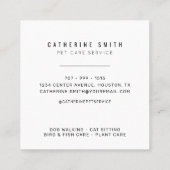 Pet Sitting Service Pet Care Square Visitekaartje (Achterkant)