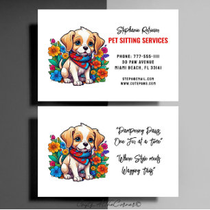 Pet Sitting Service Schattigee Puppy Visitekaartje