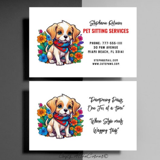 Pet Sitting Service Schattigee Puppy Visitekaartje