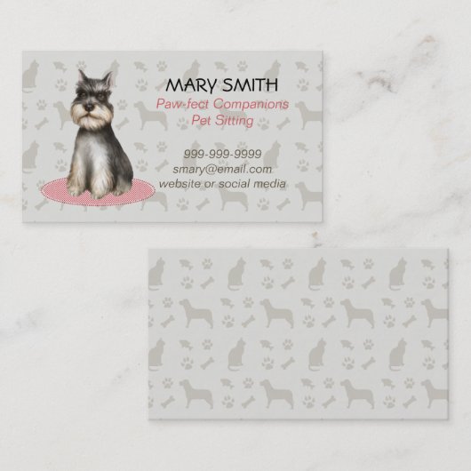 Pet Sitting Service Visitekaartje met Siamese Cat (Voorkant / Achterkant)