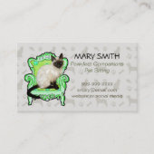 Pet Sitting Service Visitekaartje met Siamese Cat (Voorkant)