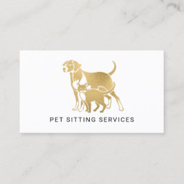 Pet Sitting Services Gold & White  Visitekaartje