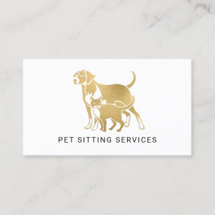 Pet Sitting Services Gold & White  Visitekaartje