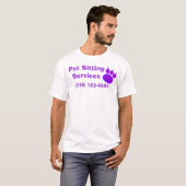 Pet Sitting Services Pauw Print T-shirt (Voorkant volledig)